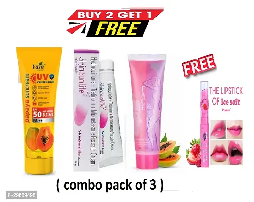 Face and Body Cleansing Scrub Gel (100 ml) , Skin Sunlight Cream  papaya flaver sunscream  With Free Lip balm pack of 4-thumb0