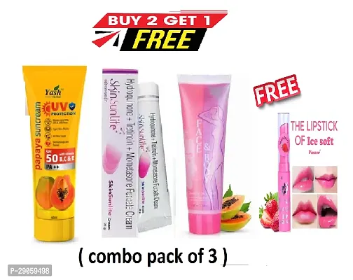 Face and Body Cleansing Scrub Gel (100 ml) , Skin Sunlight Cream  papaya flaver sunscream  With Free Lip balm pack of 4