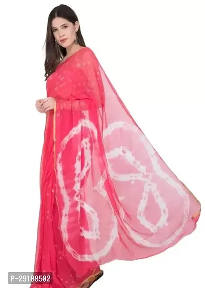 Beautiful Pink Chiffon Printed Saree With Blouse Piece For Women-thumb0