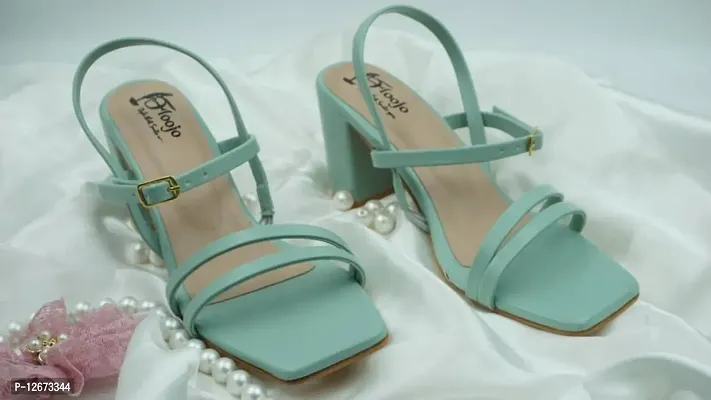 Elegant Blue PU Self Design Sandals For Women-thumb0