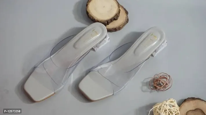 Elegant Grey PU Self Design Sandals For Women