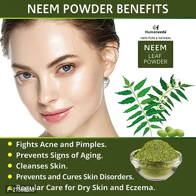 Humanveda Herbal  Natural Neem Leaves Powder (Azadirachta Indica) For Face Pack And Hair, Pimple-Free Clear Skin, Silky hair  Chemical Free Hair Cleanser For Healthy Hair, 100g-thumb4