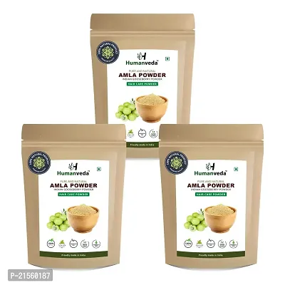 Humanveda Natural  Pure Amla Powder (Indian Gooseberry) For Skin  Hair Growth, Black Colour, Drinking and Eating (100gm x 3 =300gm)