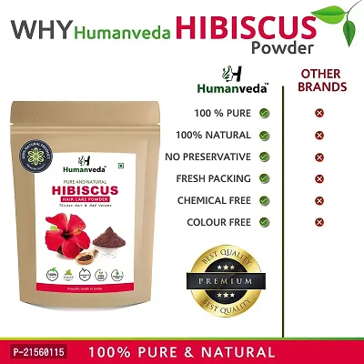 Humanveda Pure  Natural Hibiscus Flower Powder And Neem Powder (Rosa-Sinensis - Azadirachta Indica) For Hair Care, Anti Dandruff, Healthy Hair Care Combo, (100g x 2 = 200g)-thumb2