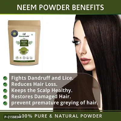 Humanveda Naturals Pure Neem Leaves Powder (Azadirachta Indica/ Indian Lilac) For Pimple-free Clear Skin, silky  Hair Cleanser,(Sun Dried  Stemless), (100g+100g=200g)-thumb3