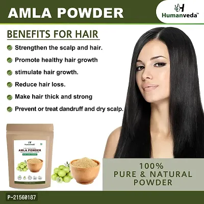 Humanveda Natural  Pure Amla Powder (Indian Gooseberry) For Skin  Hair Growth, Black Colour, Drinking and Eating (100gm x 3 =300gm)-thumb3