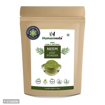 Humanveda Natural  Herbal Neem Leaves Powder (Azadirachta Indica/ Indian Lilac) For Pimple-Free Clear Skin, Silky  Hair Cleanser (Sun Dried  Stemless),100g-thumb0