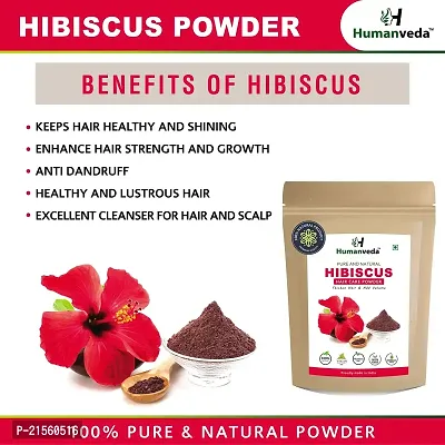 Humanveda Natural  Herbal Hibiscus + Amla + Neem Powder For Hair  Skin Treatment, Hair Growth, Dandruff, Nourishment (100g x 3 = 300g )-thumb2