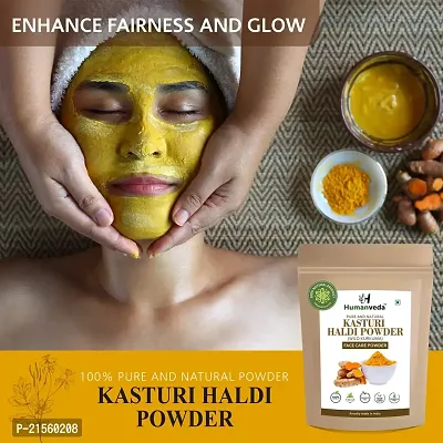 Humanveda Pure  Natural Wild Turmeric Powder/ Kasturi Manjal Powder/ Kasthuri Haldi Powder/ Curcuma Aromatica/Jangli Haldi For Skin Glowing, Face Beauty, 100g-thumb2