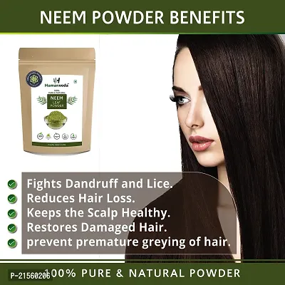 Humanveda Natural  Herbal Neem Leaves Powder (Azadirachta Indica/ Indian Lilac) For Pimple-Free Clear Skin, Silky  Hair Cleanser (Sun Dried  Stemless),100g-thumb3