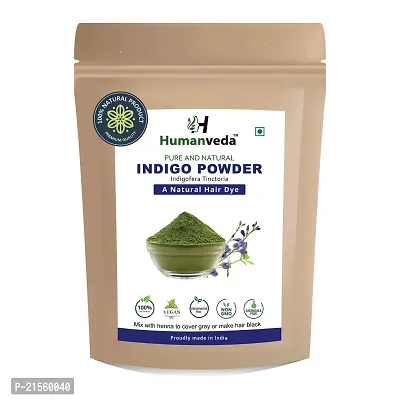 Humanveda Herbal  Natual Indigo Powder (Indigofera Tinctoria/Neel/Wasma) For Natural Hair Colorant Black/Brown Hair  Beard Dye/Coloring, (100g)-thumb0