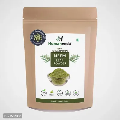 Humanveda Herbal  Natural Neem Leaves Powder (Azadirachta Indica) For Face Pack And Hair, Pimple-Free Clear Skin, Silky hair  Chemical Free Hair Cleanser For Healthy Hair, 100g-thumb0