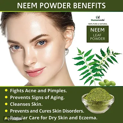 Humanveda Natural  Herbal Neem Leaves Powder (Azadirachta Indica) For Face Pack And Hair, Anti-Pimple And Anti-Bacterial, Chemical Free Hair Cleanser, Each 100g (Pack of 2)-thumb4