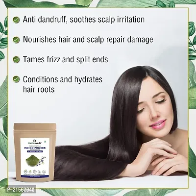 Humanveda Herbal  Natual Indigo Powder (Indigofera Tinctoria/Neel/Wasma) For Natural Hair Colorant Black/Brown Hair  Beard Dye/Coloring, (100g)-thumb4