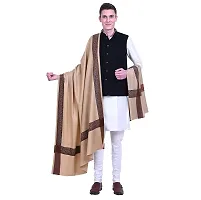 Fashionable Khaki Pashmina Viscose Solid Shawl For Men-thumb1