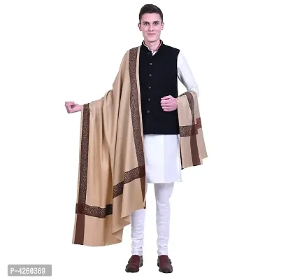 Fashionable Khaki Pashmina Viscose Solid Shawl For Men-thumb2