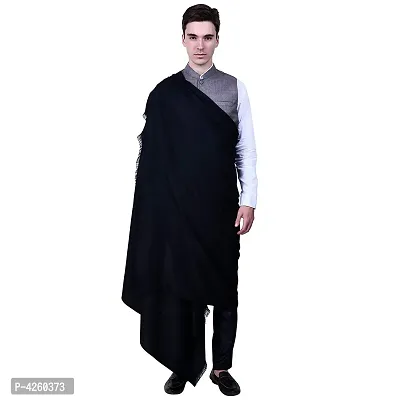 Fashionable Black Pashmina Viscose Solid Shawl For Men-thumb3