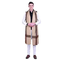 Fashionable Khaki Pashmina Viscose Solid Shawl For Men-thumb2
