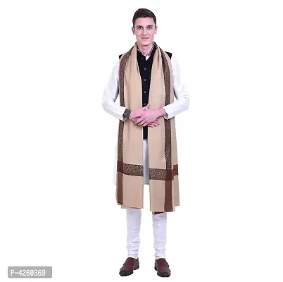 Fashionable Khaki Pashmina Viscose Solid Shawl For Men-thumb3