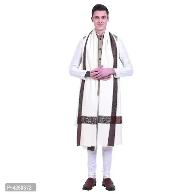 Fashionable White Pashmina Viscose Solid Shawl For Men-thumb3