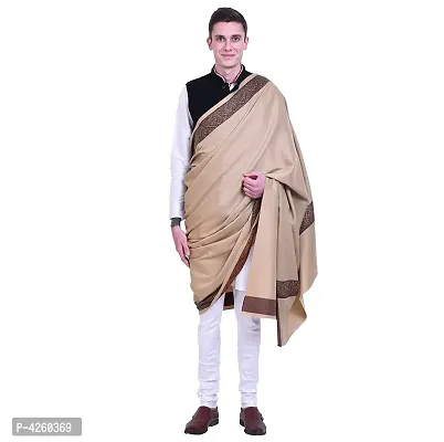 Fashionable Khaki Pashmina Viscose Solid Shawl For Men-thumb0