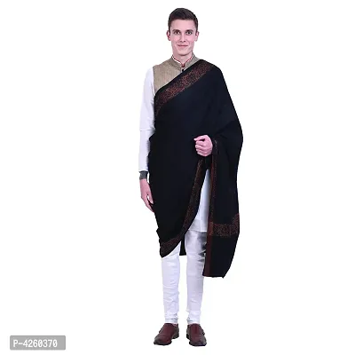 Fashionable Black Pashmina Viscose Solid Shawl For Men-thumb0