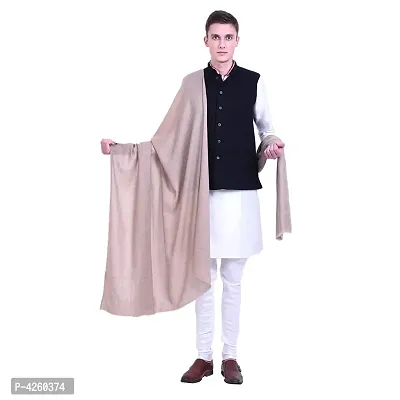 Fashionable Beige Pashmina Viscose Solid Shawl For Men-thumb2