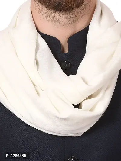 Modern White Pashmina Wool Solid Shawl For Men-thumb3