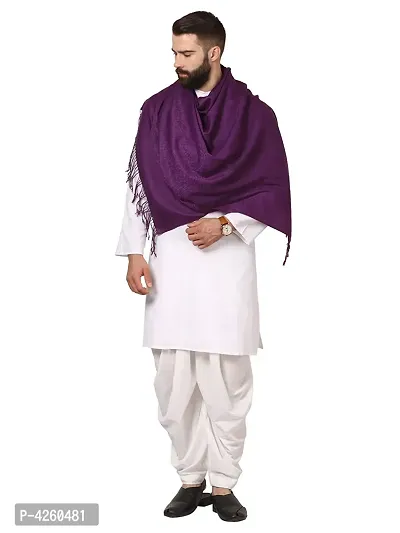 Modern Purple Wool Jaquard Woven Shawl For Men-thumb3