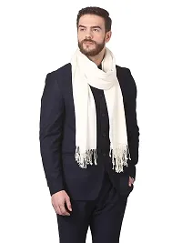 Modern White Pashmina Wool Solid Shawl For Men-thumb1