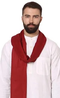 Modern Red Wool Jaquard Woven Shawl For Men-thumb2