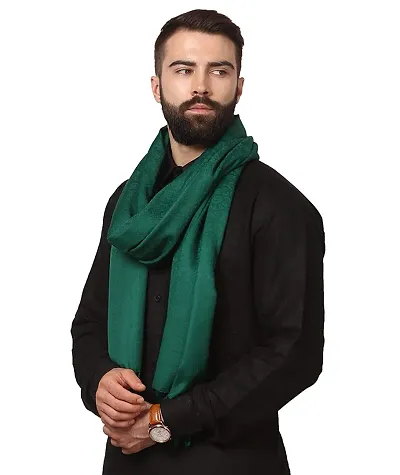 Modern Olive Wool Jaquard Woven Shawl For Men