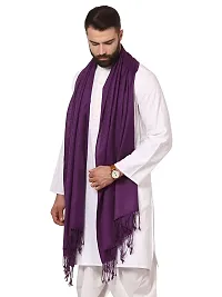 Modern Purple Pashmina Wool Solid Shawl For Men-thumb1