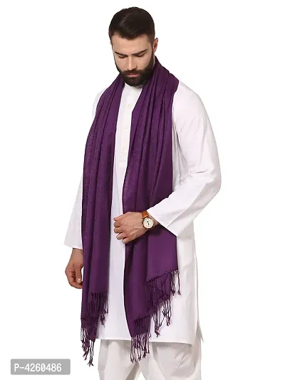 Modern Purple Pashmina Wool Solid Shawl For Men-thumb2