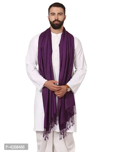 Modern Purple Pashmina Wool Solid Shawl For Men-thumb0