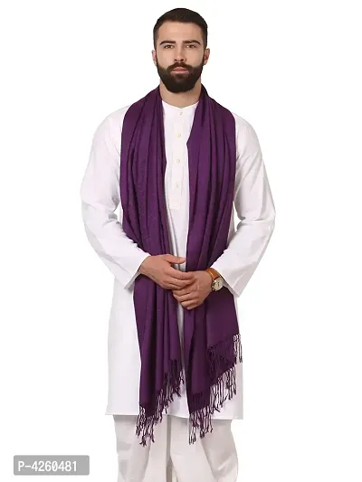 Modern Purple Wool Jaquard Woven Shawl For Men-thumb0