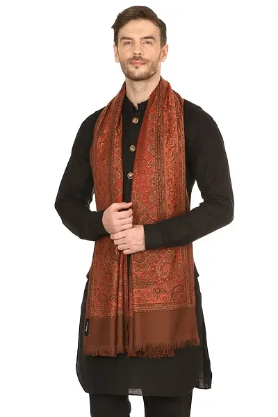 Modern Multicoloured Faux Pashmina Wool Shawl For Men