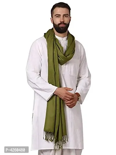 Modern Green Wool Jaquard Woven Shawl For Men-thumb0