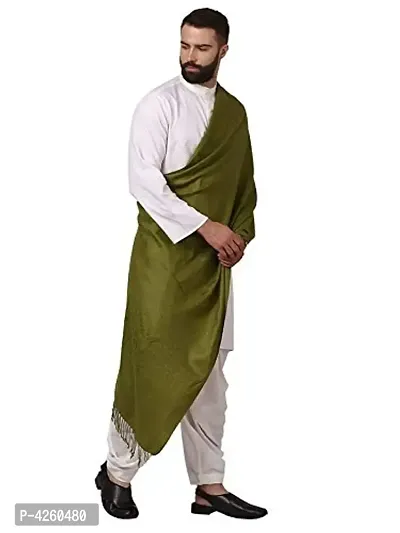Modern Green Wool Jaquard Woven Shawl For Men-thumb4