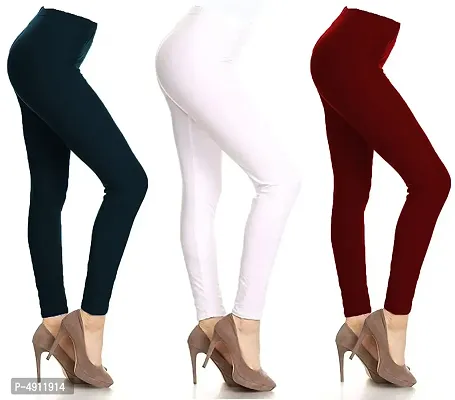 Buy Women's Multicoloured Cotton Solid Leggings (Pack Of 3) Online In India  At Discounted Prices