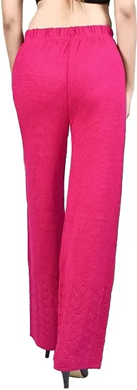 Women's Ethnic and Elegant pink Long Divider Woolen Plain Comfortable Palazzo Pants For Party and Casual Wear-thumb2