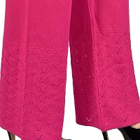 Women's Ethnic and Elegant pink Long Divider Woolen Plain Comfortable Palazzo Pants For Party and Casual Wear-thumb3