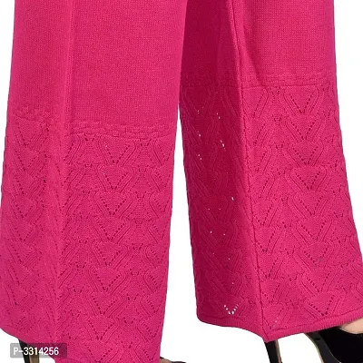 Women's Ethnic and Elegant pink Long Divider Woolen Plain Comfortable Palazzo Pants For Party and Casual Wear-thumb4