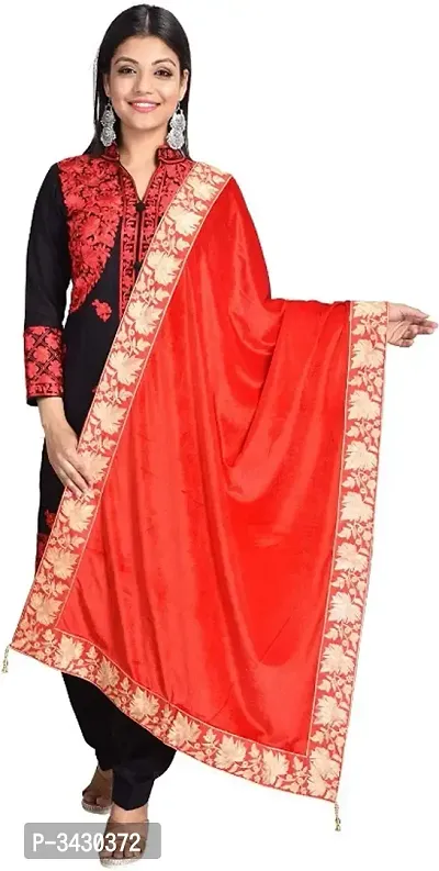 Women Winter Special Red Shawl with Lace Work