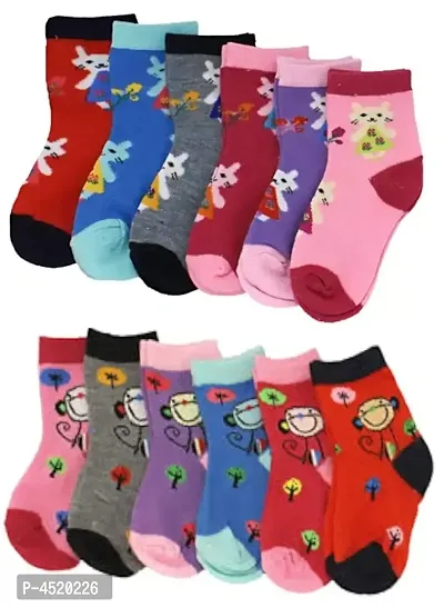 Chiku Piku Boy's and Girl's Multicolored Ankle Socks for Kids, (pack of 12)