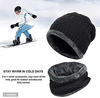 Comfy Grey Cap And Muffler Combo For Unisex-thumb0