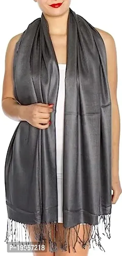 Women Plain shawl Dark grey