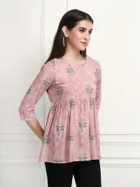 Dh@ni Women's Rayon Printed Round Neck 3/4 Sleeves Tunic Tops/Short Kurti (DET01-P)-thumb3