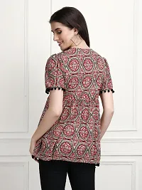 Dh@ni Women's Rayon Printed Round Neck 3/4 Sleeves Tunic Tops/Short Kurti (DET01-P)-thumb4