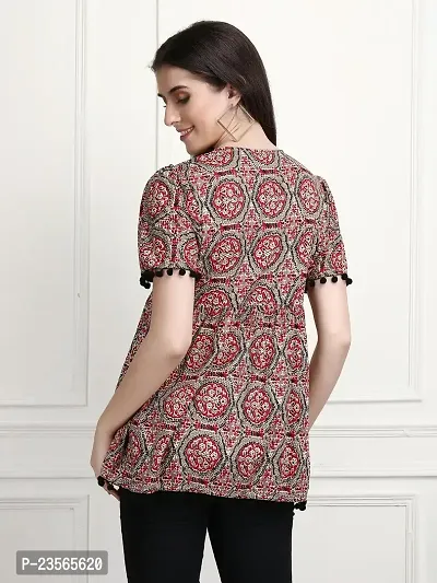 Dh@ni Women's Rayon Printed Round Neck 3/4 Sleeves Tunic Tops/Short Kurti (DET01-P)-thumb5